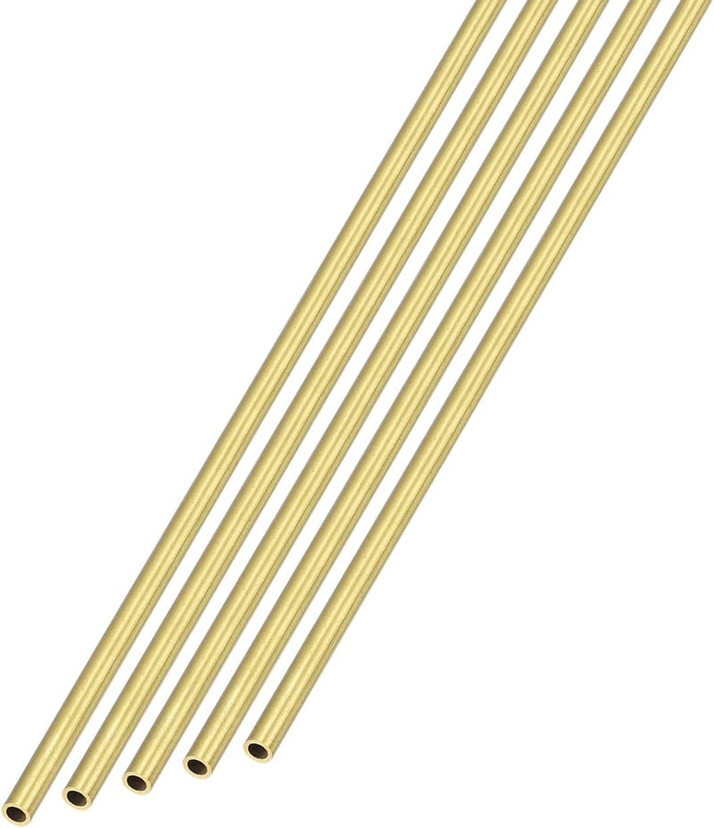 METALLIXITY Brass Tube (1.5mm OD x 0.2mm Wall T x 300mm L) 5Pcs, Straight Tubing - for Home Furnishing, Machinery, DIY Handicraft - Image 1